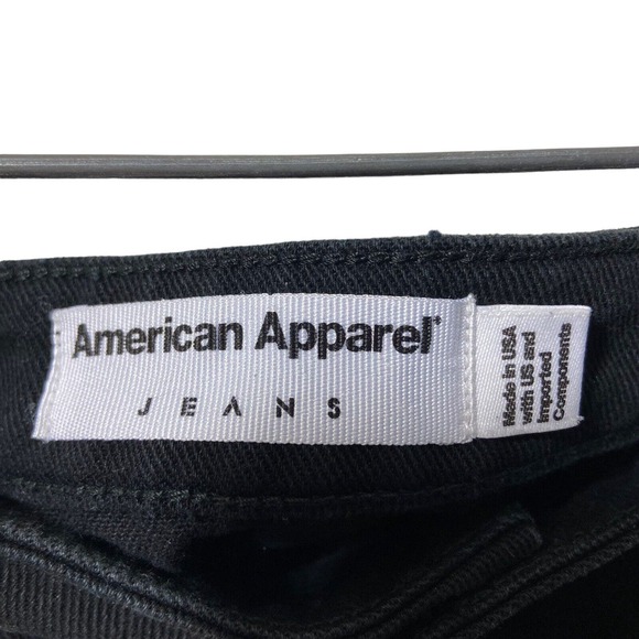 American Apparel Button Down Front Denim Jean Skirt Small Jet Black Retro Goth - Picture 2 of 7